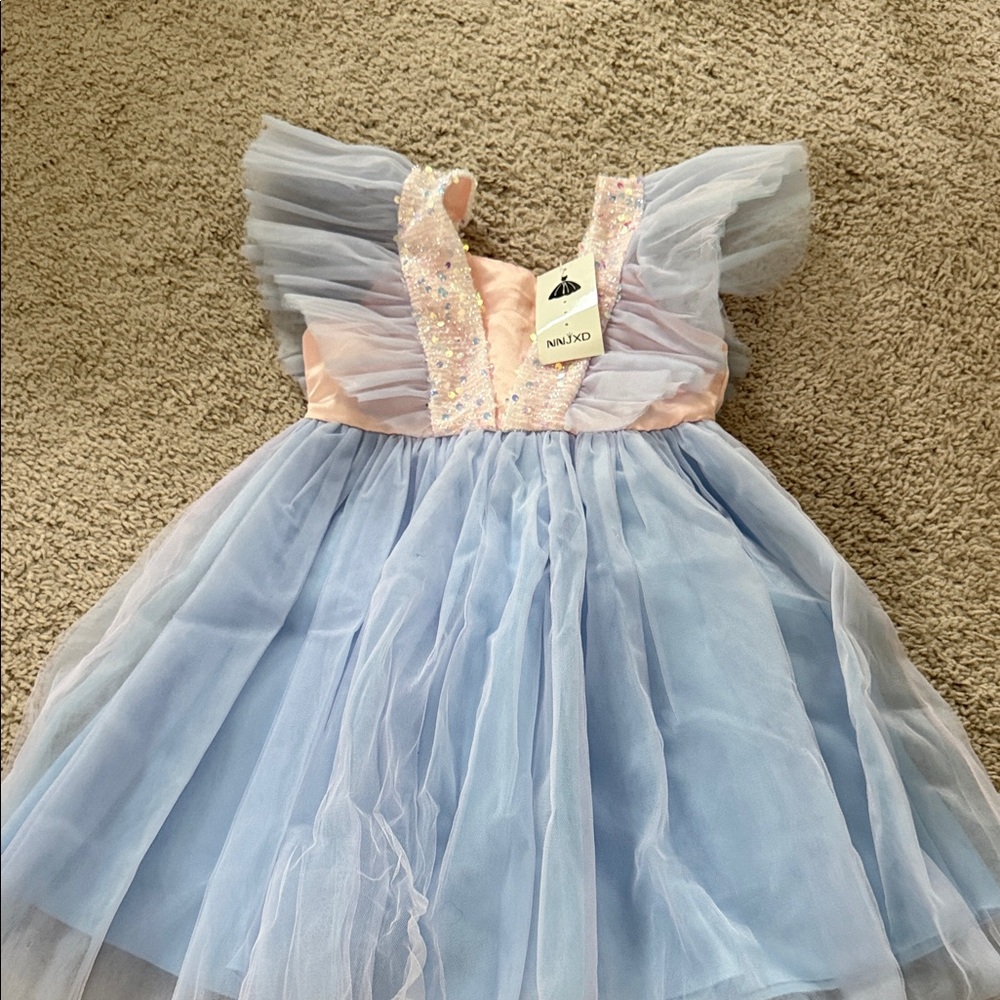 Elegant Blue and Pink Kids Formal Dress